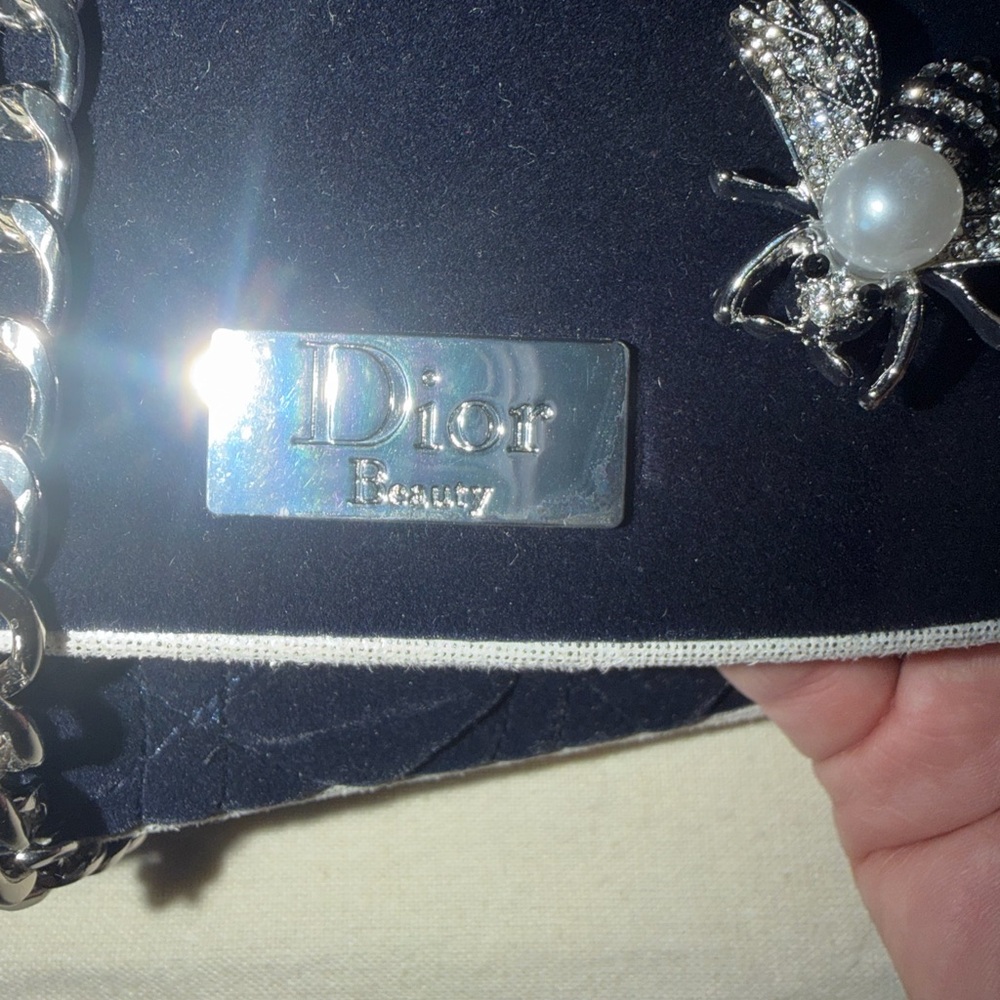 Dior Dark Blue Crossbody Bag with Silver Chain - Picture 7 of 11